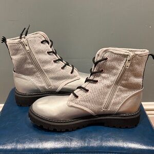 DKNY Kids Silver Boots with Black Accents